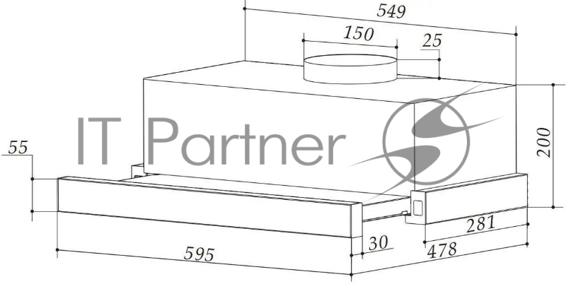 Вытяжка Weissgauff TEL 600 TC WH