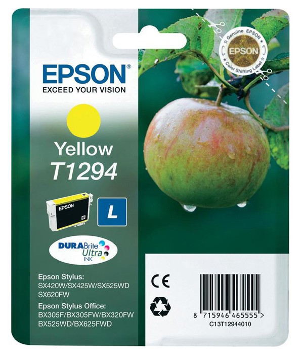 Картридж струйный Epson C13T12944011 желтый для Epson St SX420/425/525WD/B42WD/BX320FW