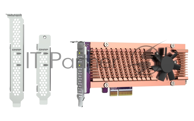 Плата расширения QNAP QM2-2P-344A 2 x M.2 22110 or 2280 PCIe (Gen3 x4) NVMe SSD slots, Low-profile flat and Full-height brackets included.