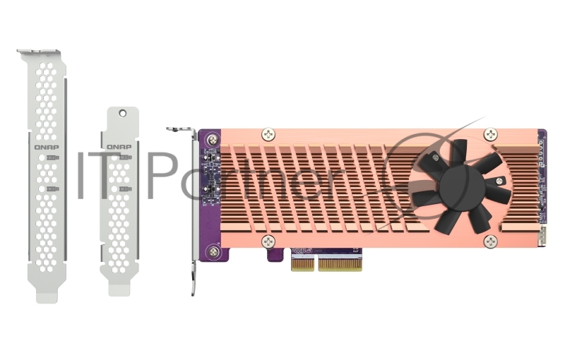 Плата расширения QNAP QM2-2P-344A 2 x M.2 22110 or 2280 PCIe (Gen3 x4) NVMe SSD slots, Low-profile flat and Full-height brackets included.