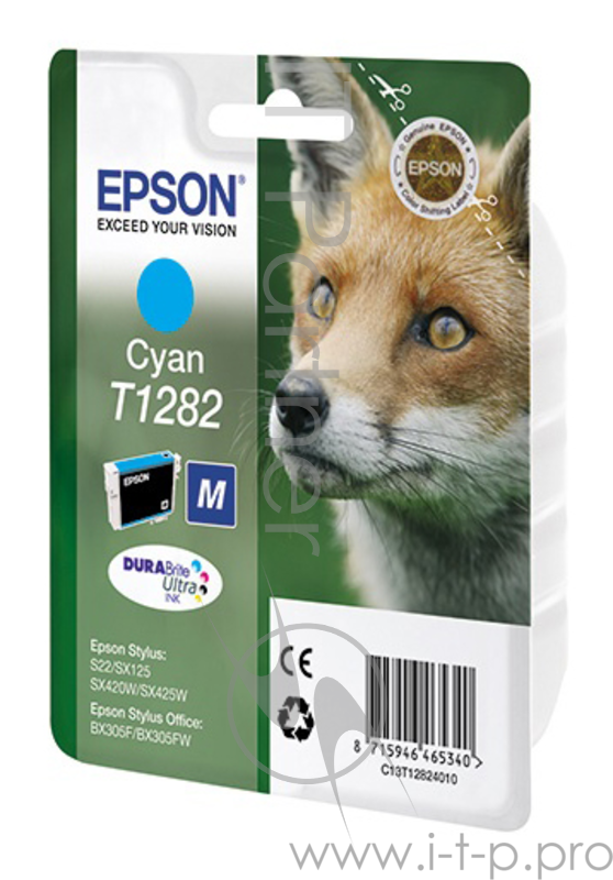 Картридж струйный Epson C13T12824011 голубой для Epson S22/SX125