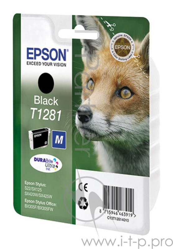 Картридж струйный Epson C13T12814011 черный для Epson S22/SX125