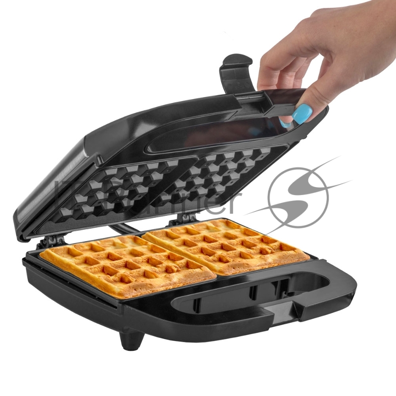 Вафельница Endever Skyline WM-21 черный/стальной, мощность 850 Вт, на 2 вафли, автом. терморегулятор, размеры 22,4*21,7 см, 6 шт/уп