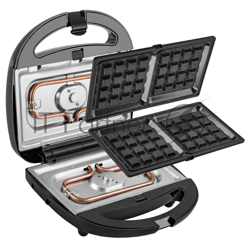 Вафельница электрическая Endever Skyline WM-24 2 в1 , черный/стальной, мощность 850 Вт, автом. терморегулятор, размеры 24,5*23,4 см, 4 шт/уп