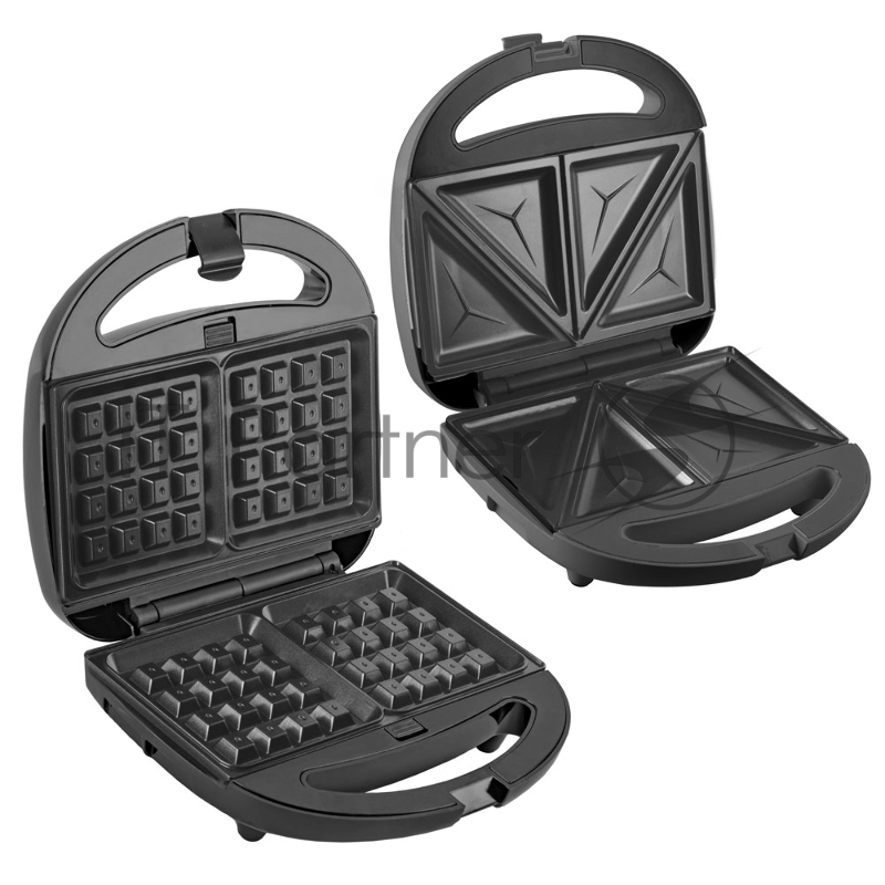 Вафельница электрическая Endever Skyline WM-24 2 в1 , черный/стальной, мощность 850 Вт, автом. терморегулятор, размеры 24,5*23,4 см, 4 шт/уп