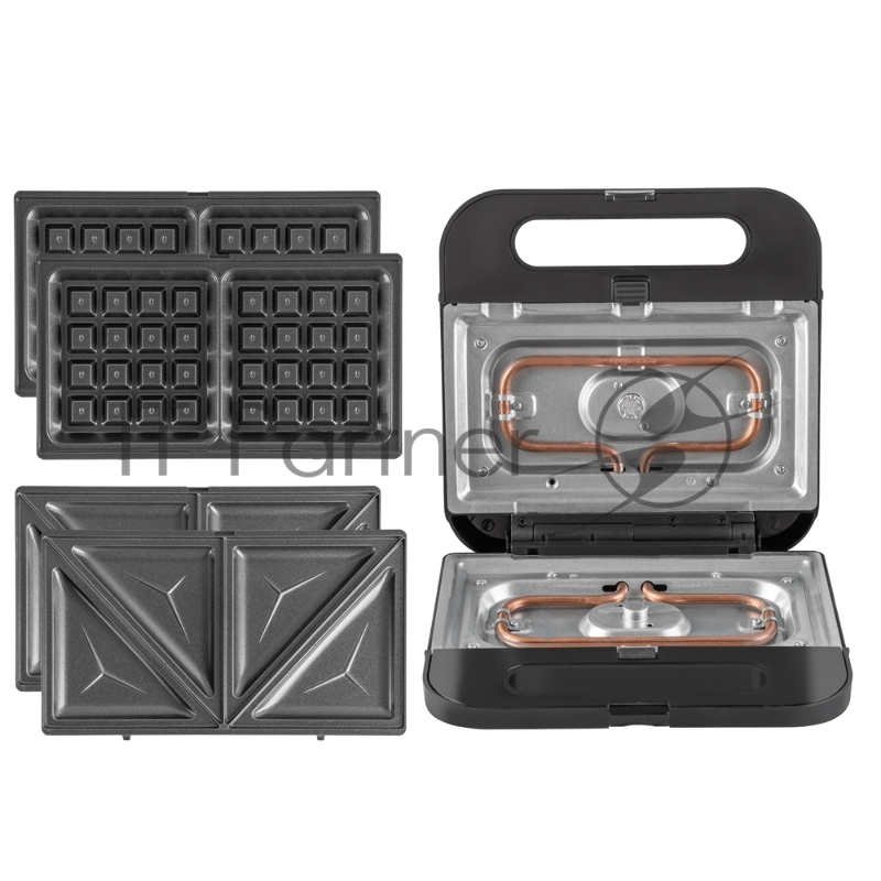 Вафельница электрическая Endever Skyline WM-23 2 в1 , черный, мощность 850 Вт, автом. терморегулятор, размеры 23,4*22,7 см, 4 шт/уп