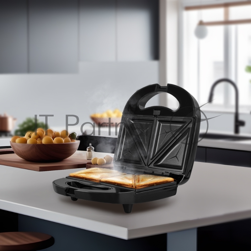 Сэндвичница электрическая Endever Skyline SM-30 2 в 1, черный, мощность 850 Вт, автом. терморегулятор, размеры 23,7*23,8 см, 4 шт/уп