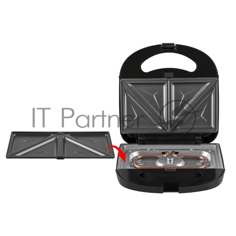 Сэндвичница электрическая Endever Skyline SM-30 2 в 1, черный, мощность 850 Вт, автом. терморегулятор, размеры 23,7*23,8 см, 4 шт/уп