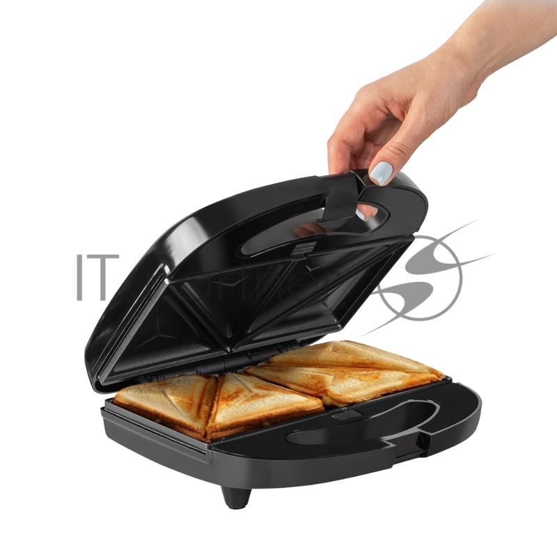 Сэндвичница электрическая Endever Skyline SM-30 2 в 1, черный, мощность 850 Вт, автом. терморегулятор, размеры 23,7*23,8 см, 4 шт/уп