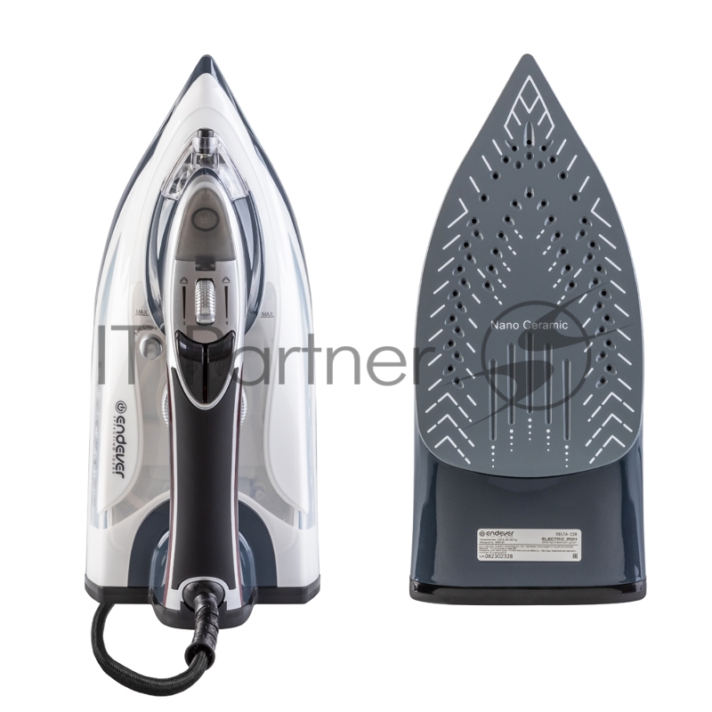 Утюг электрический Endever Delta-228 темно-синий/белый, 3000 Вт, подача пара 65 г/мин, паровой удар 180 г/мин, 10 шт/уп