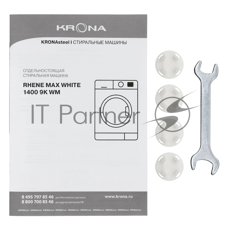 Стиральная машина KRONA RHENE MAX WHITE 1400 9K WM инверторный мотор, 5 лет гарантии