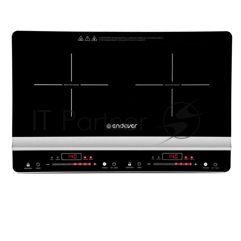 Плитка электрическая индукционного типа с двумя конфорками ENDEVER Skyline IP-66, черный, мощность 1800 Вт+1300 Вт, диаметр посуды 12-26 см, 2 шт/уп