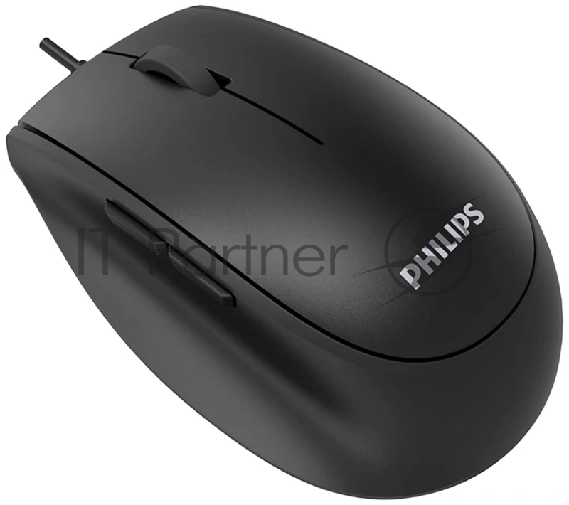 Проводная мышь Philips SPK7327, 5 кноп., USB 2.0, 1600dpi, бесшумная, чёрный