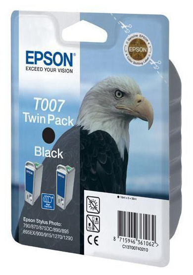 Картридж струйный Epson C13T007402 черный x2уп. для Epson St Ph 870/1270