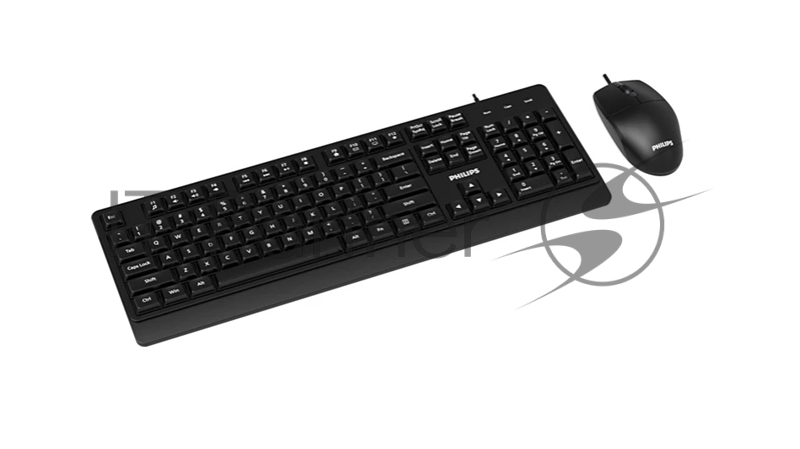 Проводной комплект Philips SPT6324, USB 2.0 104 клав/3 кнопки, 1600dpi, русская заводская раскладка, чёрный