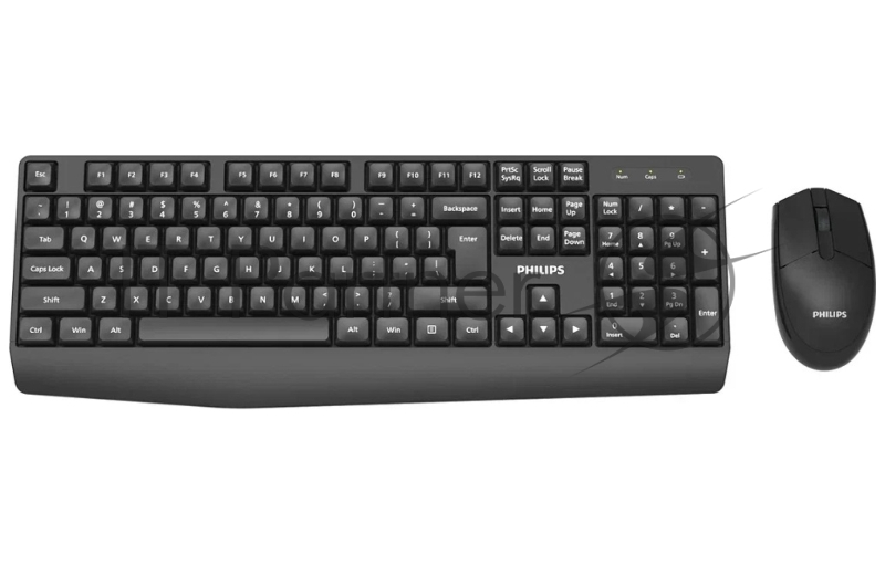 Беспроводной комплект Philips SPT6337, 2.4 GHz 104 клав/3 кнопки, 1600dpi, русская заводская раскладка, чёрный