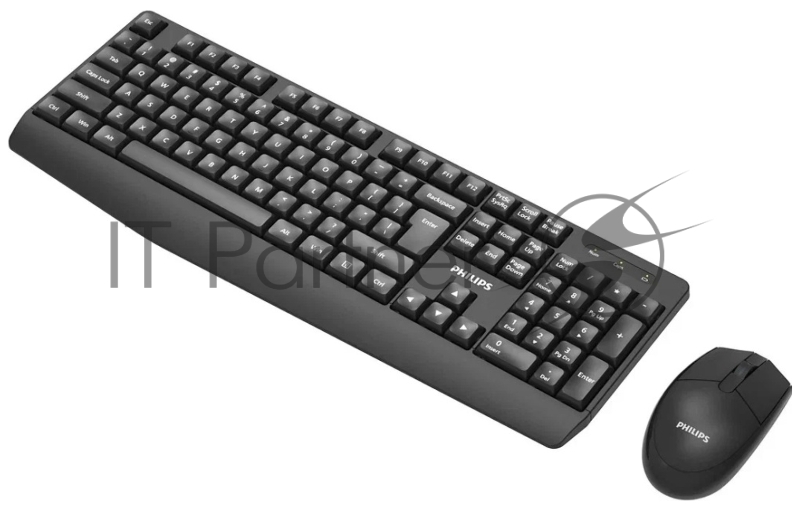 Беспроводной комплект Philips SPT6337, 2.4 GHz 104 клав/3 кнопки, 1600dpi, русская заводская раскладка, чёрный
