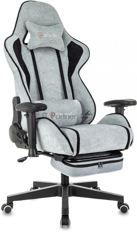 Кресло игровое Zombie Drift/F серо-голубой/черный крестов. пластик подст.для ног