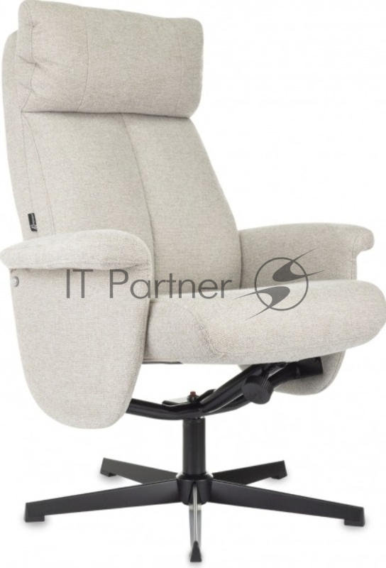 Кресло для дома Бюрократ _Baron с пуфом бежевый металл черный крестов. (_BARON/BEIGE)