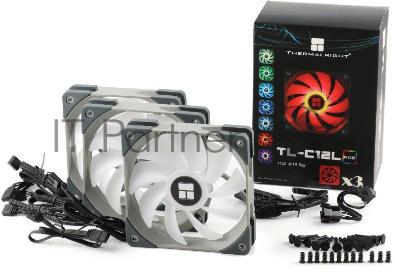 Вентилятор для корпуса Thermalright TL-C12L x3 120х120x25 черный 4-pin 25.6дБ (упак.:3шт) (TL-C12LX3) Ret