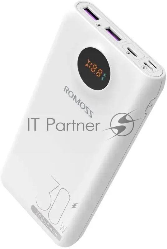 Мобильный аккумулятор Romoss SW20S Pro 20000mAh QC3.0 30W 5A 2xUSB-A/USB-C белый (1746355)