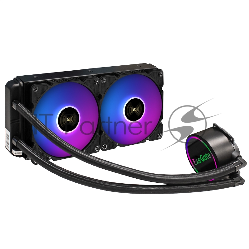Система водяного охлаждения ExeGate EX293458RUS BlackWater-240.PWM.ARGB черный 120мм алюминий 2000rpm 27db 4-pin 220W