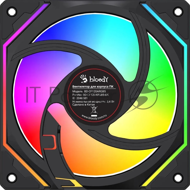Вентилятор для корпуса Bloody BD-CF120ARGB5 LCD ARGB черный 120мм 1600rpm 26db 4-pin