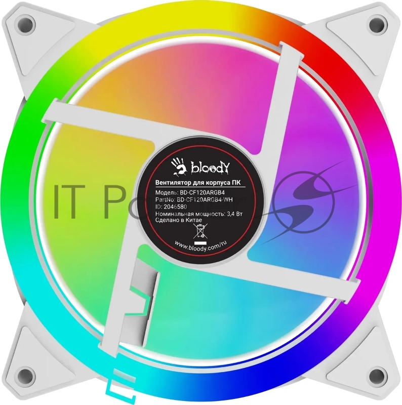 Вентилятор для корпуса Bloody BD-CF120ARGB4 ARGB 120х120x25 белый 4-pin 26дБ (упак.:1шт) (BD-CF120ARGB4-WH) Ret