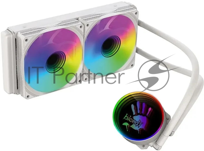 Система водяного охлаждения Bloody BD-LC240ARGB1 ARGB Soc-AM5/AM4/1200/1700/1851 белый 4-pin 22-35dB Al+Cu LCD 260W 1200gr Ret (BD-LC240ARGB1-WH)