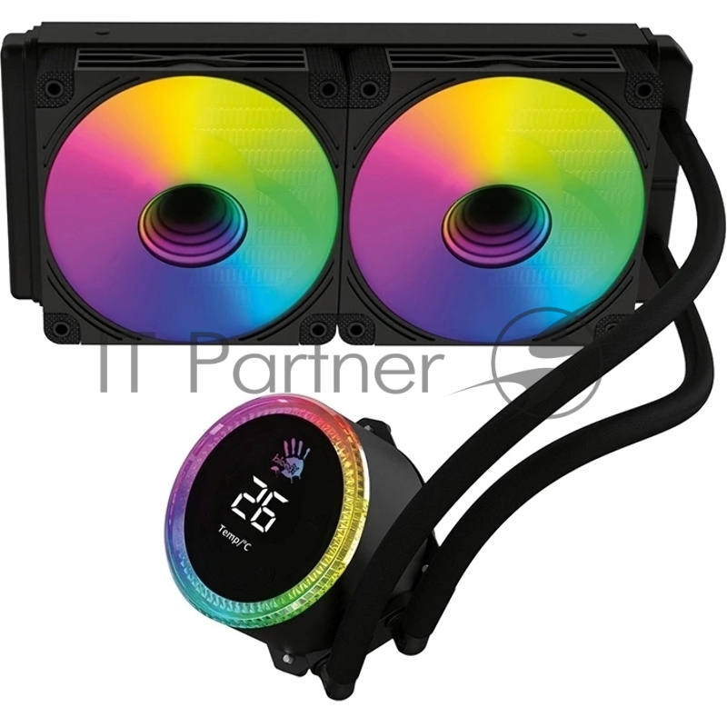Система водяного охлаждения Bloody BD-LC240ARGB2 ARGB Soc-AM5/AM4/1200/1700/1851 черный 4-pin 22-35dB Al+Cu LCD 260W 1100gr Ret (BD-LC240ARGB2-BK)