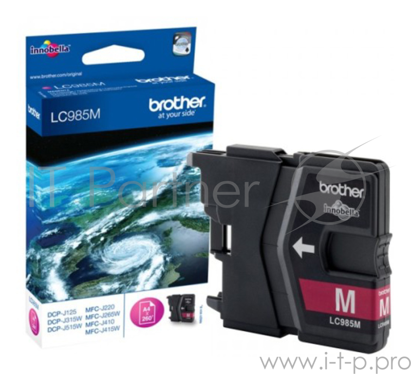 Картридж струйный Brother LC985M пурпурный для Brother DCP-J315W/J515W/J265W (260стр.)