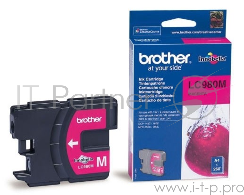 Картридж струйный Brother LC980M пурпурный для Brother DCP-145C/165C/MFC-250C (260стр.)