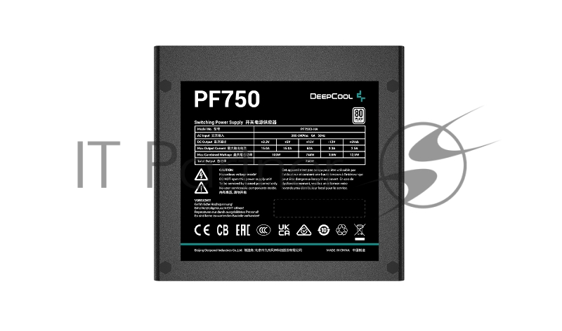 Блок питания Deepcool / GAMERSTORM PF750 R-PF750D-HA1B-CN, 750W, ATX2.4 80PLUS , APFC, 20+4 pin, 4+4pin, 6xSata, 2xPCI-E (6+2pin), FAN 12CM, Кабель питания CN, Черный