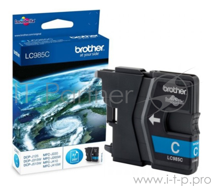 Картридж струйный Brother LC985C голубой для Brother DCP-J315W/J515W/J265W (260стр.)