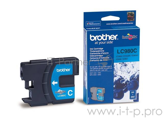 Картридж струйный Brother LC980C голубой для Brother DCP-145C/165C/MFC-250C (260стр.)