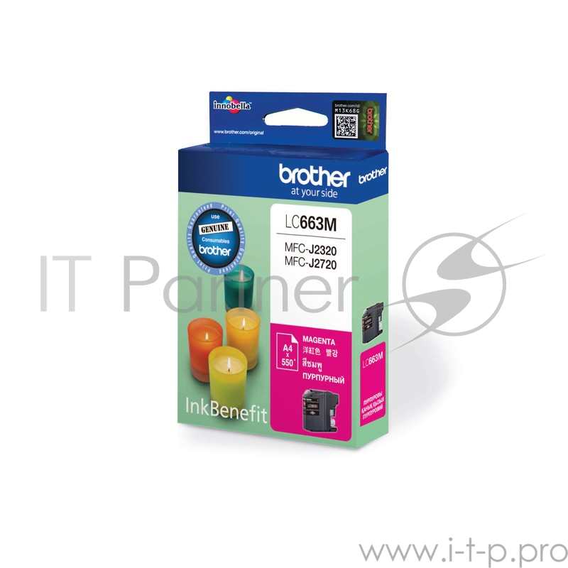 Картридж струйный Brother LC663M пурпурный для Brother MFC-J2320/J2720 (600стр.)