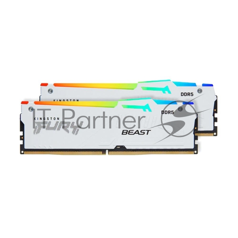 Память оперативная Kingston 64GB 5600MT/s DDR5 CL40 DIMM (Kit of 2) FURY Beast White RGB XMP