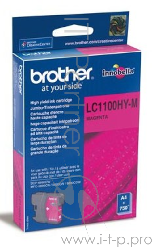Картридж струйный Brother LC1100HYM пурпурный для Brother DCP-6690CW (750стр.)