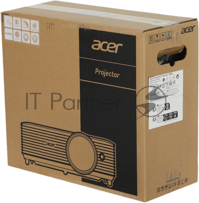 Проектор Acer X1128H, DLP, SVGA, 4800 Lm, 20000:1, EMEA, 2.7 Kg, EURO Power