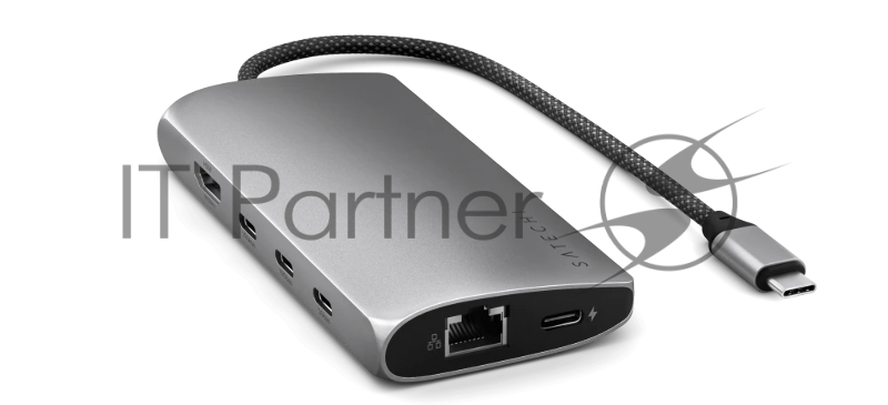 USB-хаб Satechi USB-C Multiport Adapter 8K With Ethernet V3 (5xUSB Type-C, HDMI, RJ-45, SD), Серый космос Док-станция ST-P8KEM