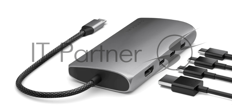 USB-хаб Satechi USB-C Multiport Adapter 8K With Ethernet V3 (5xUSB Type-C, HDMI, RJ-45, SD), Серый космос Док-станция ST-P8KEM