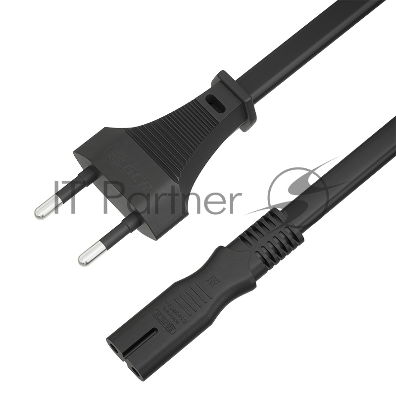 Кабель питания GCR CEE 7/16 / IEC C7, 1.5m, 2*0.5mm, черный