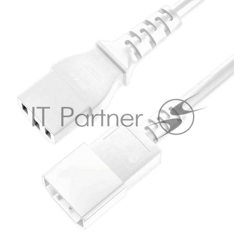 Кабель питания удлинитель GCR С13 - С14, 3*0,75mm, 3.0m, белый