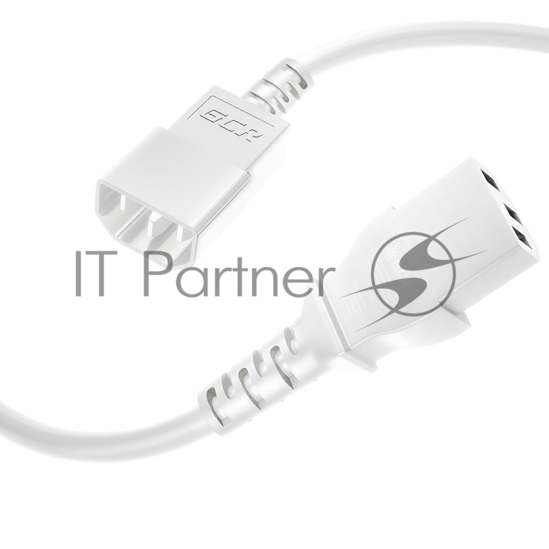 Кабель питания удлинитель GCR С13 - С14, 3*0,75mm, 0.5m, белый