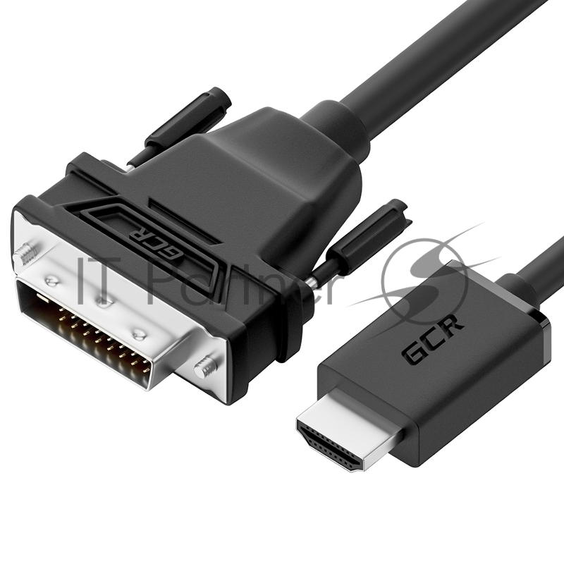 Кабель GCR 2.0m HDMI-DVI, 19M / 25M Dual Link, черный, 30 AWG, двойной экран. GCR-55521