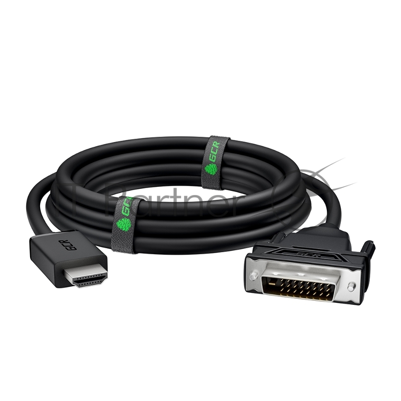 Кабель GCR 2.0m HDMI-DVI, 19M / 25M Dual Link, черный, 30 AWG, двойной экран. GCR-55521