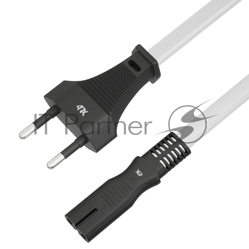 Кабель питания 4PH 0.5m, плоская вилка - C7, белый, черные коннекторы, 2*0,5mm, 4PH-R90369