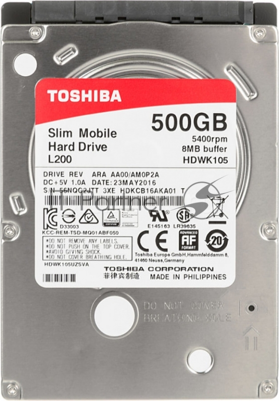 Жесткий диск 500ГБ 2.5 Toshiba L200 HDWK105UZSVA, 5400об./мин., 8МБ (SATA III)