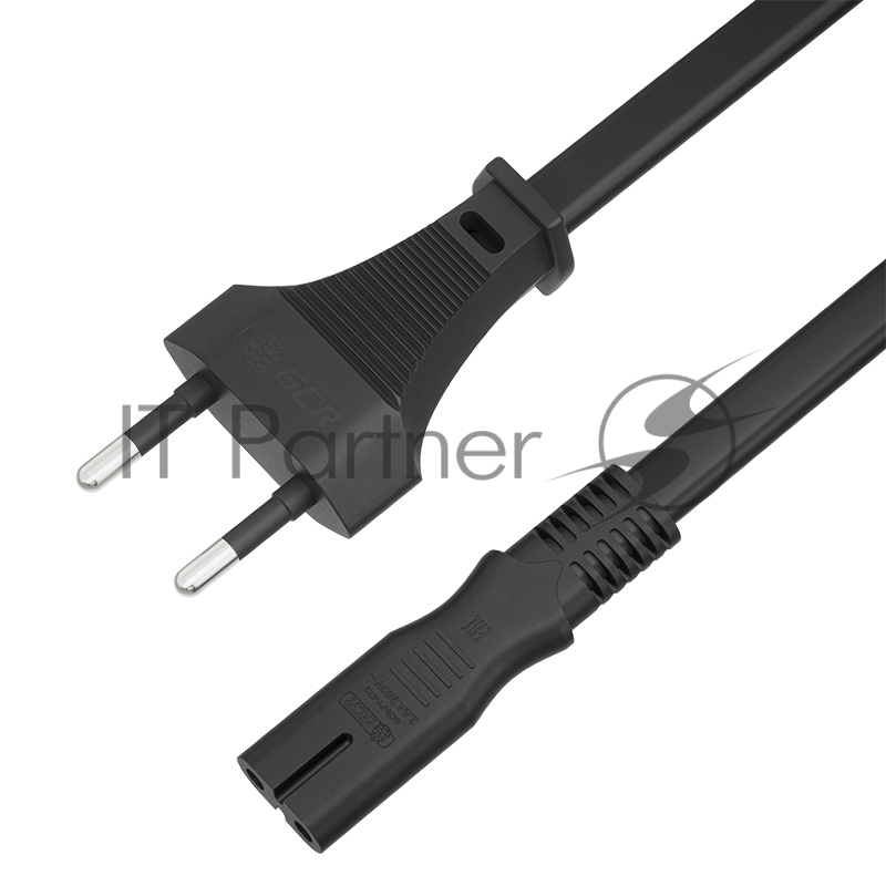 Кабель питания GCR 2.0m, CEE 7/16 / IEC C7, черный, 2*0,5mm, GCR-54294