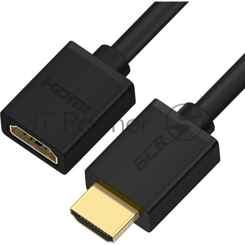 Удлинитель GCR 1.0m v1.4 HDMI-HDMI черный, 30/30 AWG, позолоченные контакты, Ethernet 10.2 Гбит/c, 19M / 19F, экран, GCR-54445